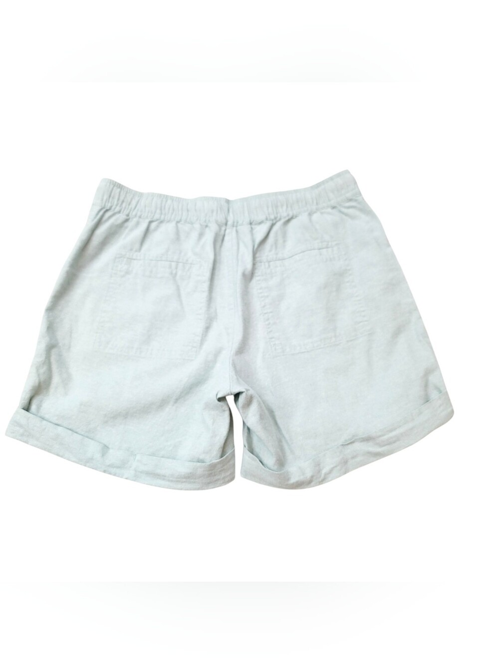 Eddie Bauer Linen-Blend Pull-On Cuffed Drawstring Utility Shorts in Mint Size M - Picture 3 of 9